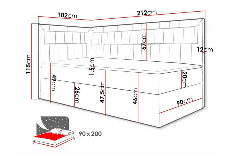 Boisdale Sängram 90x200 cm Vit/Turkos - Möbler - Sovrum - Sängram & sängstomme