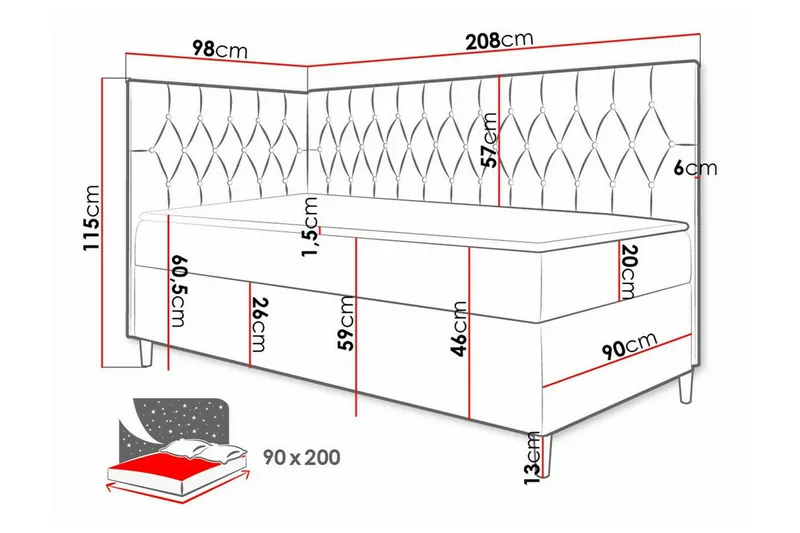 Boisdale Sängram 90x200 cm - Möbler - Sovrum - Sängram & sängstomme