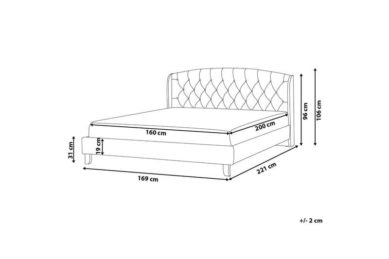 Bordeau| Dubbelsäng 160|200 cm - Beige - Möbler - Sovrum - Sängram & sängstomme