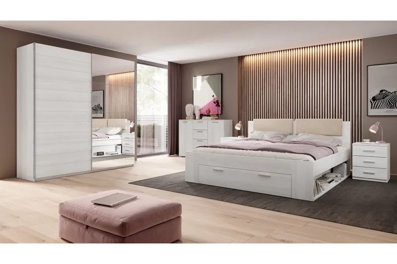 Bovera Sängram 160x200 cm - Askgrå|Vit - Möbler - Sovrum - Sängram & sängstomme