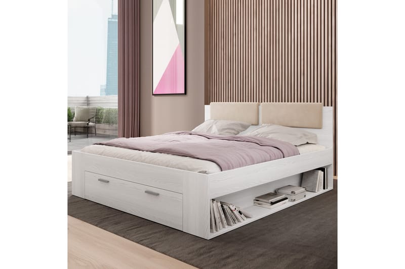 Bovera Sängram 180x200 cm - Askgrå|Vit - Möbler - Sovrum - Sängram & sängstomme