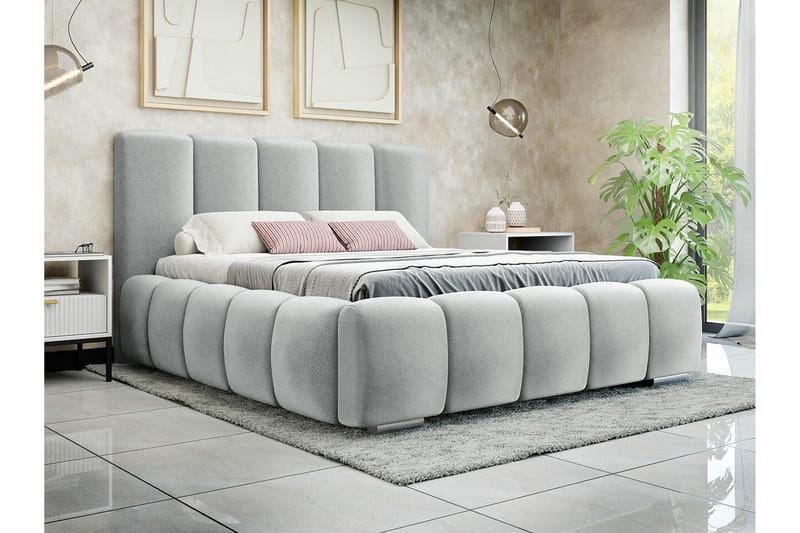 Cleaton Bubblig Sängram 140x200 cm - Grå / Ljus - Möbler - Sovrum - Sängram & sängstomme