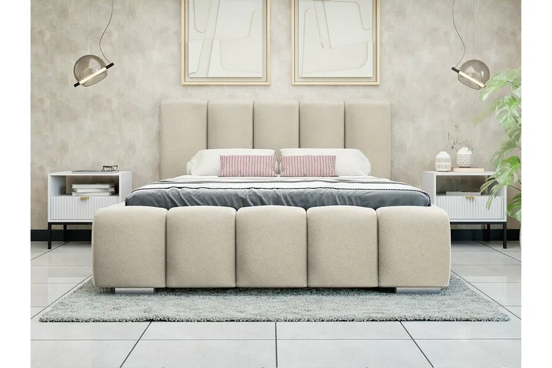 Cleaton Bubblig Sängram 180x200 cm Med förvaring - Beige - Möbler - Sovrum - Sängram & sängstomme