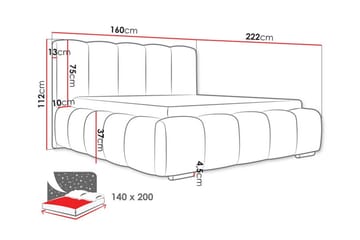 Cleaton Komplett Sängpaket 140x200 cm med Förvaring och Sänggavel + Bäddmadrass - Beige - Möbler - Sovrum - Sängram & sängstomme