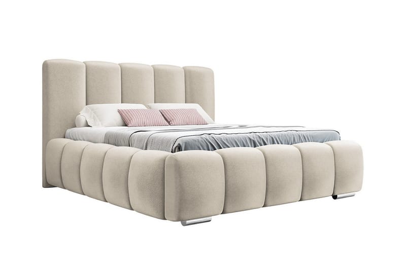 Cleaton Komplett Sängpaket 140x200 cm med Förvaring och Sänggavel + Bäddmadrass - Beige - Möbler - Sovrum - Sängram & sängstomme