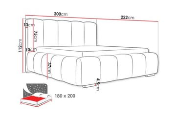 Cleaton Sängram 180x200 cm i Tyg med Förvaring och Sänggavel - Svart - Möbler - Sovrum - Sängram & sängstomme