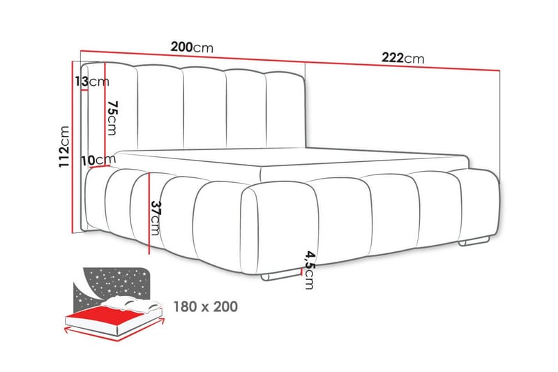 Cleaton Sängram 180x200 cm Ljusgrå - Möbler - Sovrum - Sängram & sängstomme