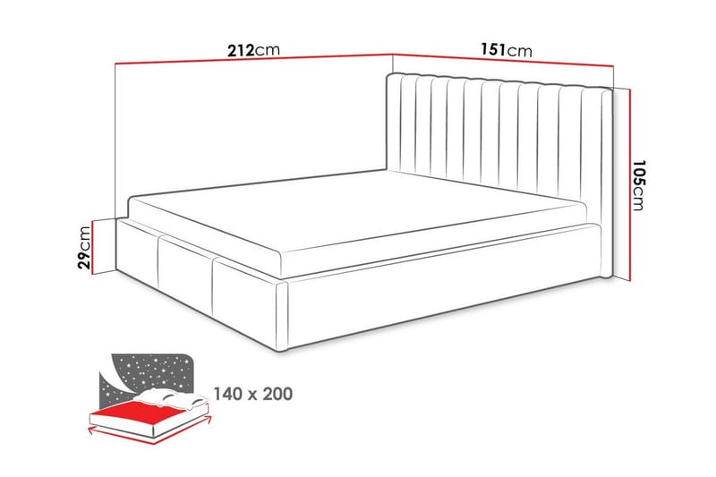 Derry Sängram 140x200 cm - Grå - Möbler - Sovrum - Sängram & sängstomme