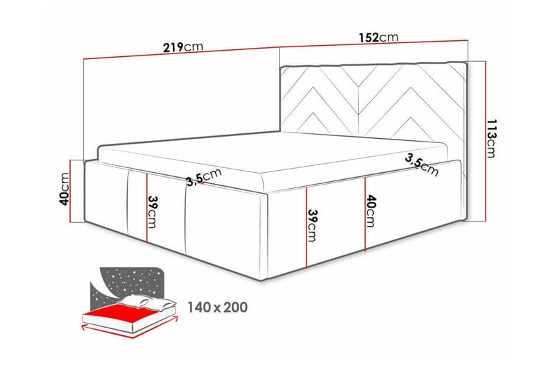 Derry Sängram 140x200 cm - Möbler - Sovrum - Sängram & sängstomme