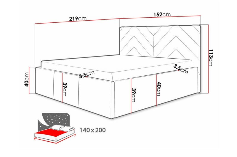 Derry Sängram 140x200 cm - Möbler - Sovrum - Sängram & sängstomme