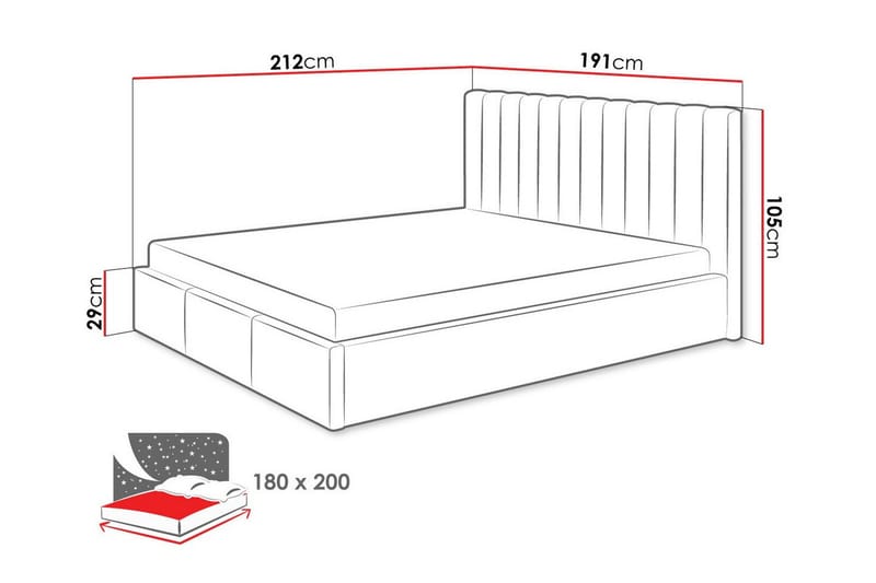 Derry Sängram 180x200 cm - Grå - Möbler - Sovrum - Sängram & sängstomme