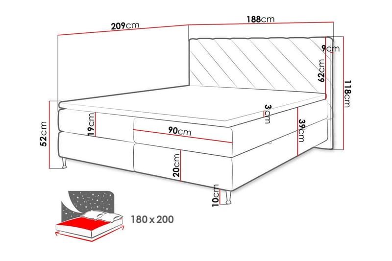 Derry Sängram 180x200 cm - Möbler - Sovrum - Sängram & sängstomme