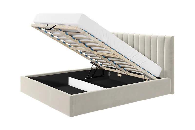 Derry Sängram med förvaring 160x200 cm - Beige - Möbler - Sovrum - Sängram & sängstomme