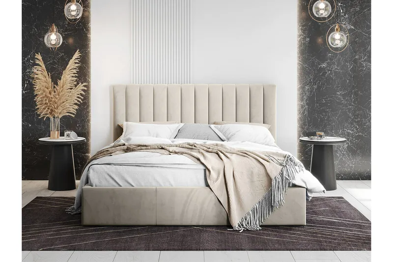 Derry Sängram med förvaring 160x200 cm - Beige - Möbler - Sovrum - Sängram & sängstomme