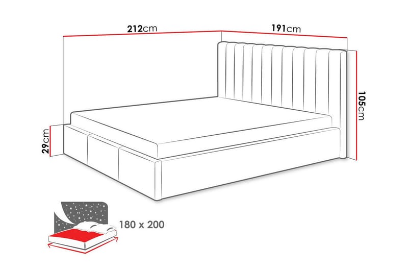 Derry Sängram med Förvaring 180x200 cm Cream - Möbler - Sovrum - Sängram & sängstomme