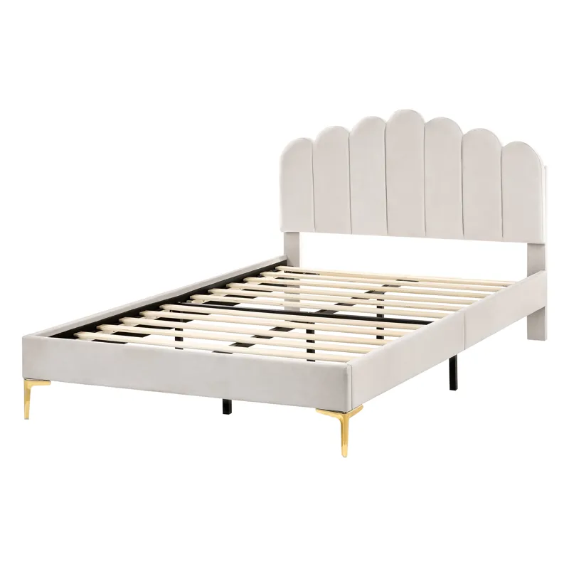 Dubbelsäng Sauvian 120x200 cm - Off-White - Möbler - Sovrum - Sängram & sängstomme