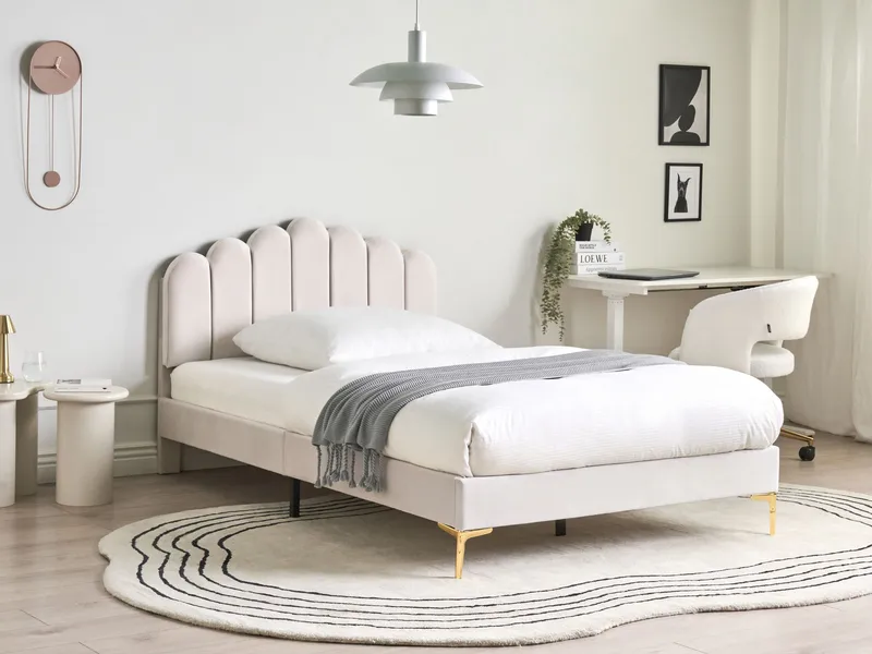 Dubbelsäng Sauvian 120x200 cm - Off-White - Möbler - Sovrum - Sängram & sängstomme