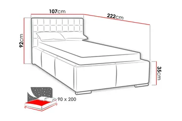 Faldet Enkelsäng 90x200 cm - Brun - Möbler - Sovrum - Sängram & sängstomme