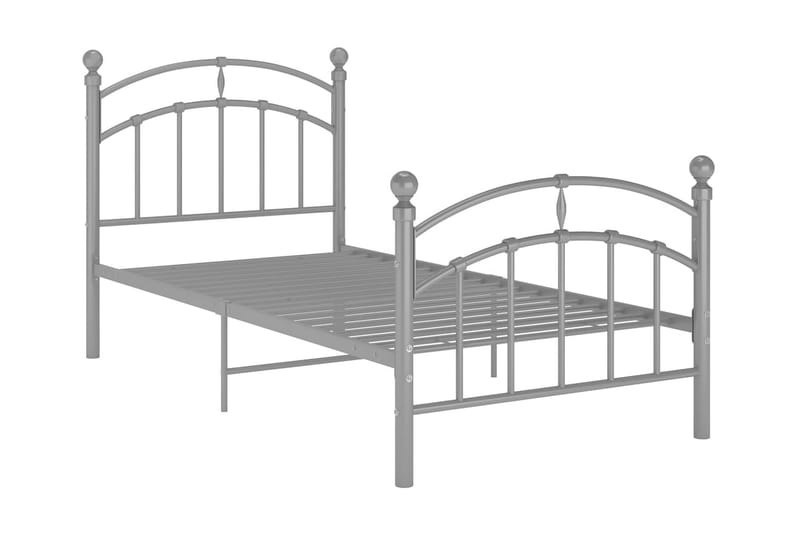 Sängram grå metall 90x200 cm - Grå - Möbler - Sovrum - Sängram & sängstomme