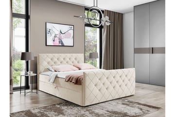 Hattie Komplett Sängpaket 140x200 cm med Sänggavel + Bäddmadrass med Fasthetsgrad Medium - Beige - Möbler - Sovrum - Sängram & sängstomme