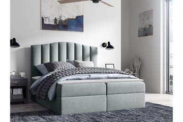Herstello Sängram med Förvaring 160x200 cm i Tyg med Sänggavel - Grå - Möbler - Sovrum - Sängram & sängstomme