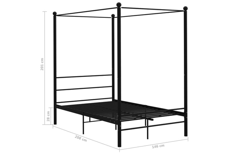 Himmelsäng svart metall 140x200 cm - Svart - Sängram & sängstomme