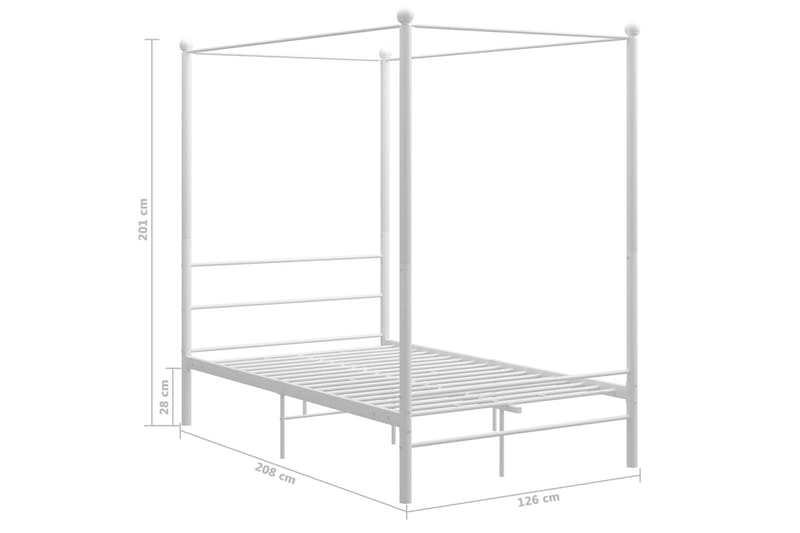 Himmelsäng vit metall 120x200 cm - Vit - Sängram & sängstomme