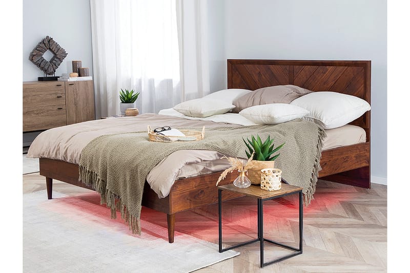 HOROVITZ Dubbelsäng med LED 140x200 Trä/Natur - Möbler - Sovrum - Sängram & sängstomme