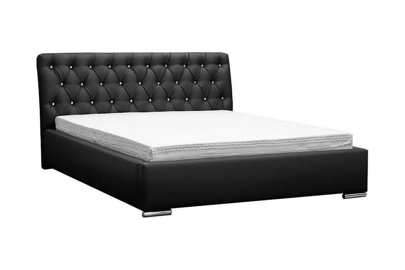 Junkerdal Komplett Sängpaket 140x200 cm i Konstläder med Sänggavel + Bäddmadrass, Svart
