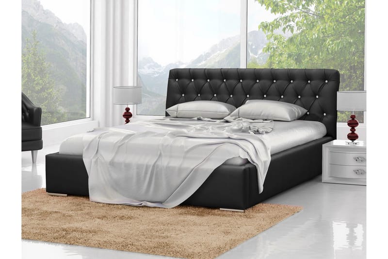 Junkerdal Komplett Sängpaket 140x200 cm i Konstläder med Sänggavel + Bäddmadrass - Svart - Möbler - Sovrum - Sängram & sängstomme