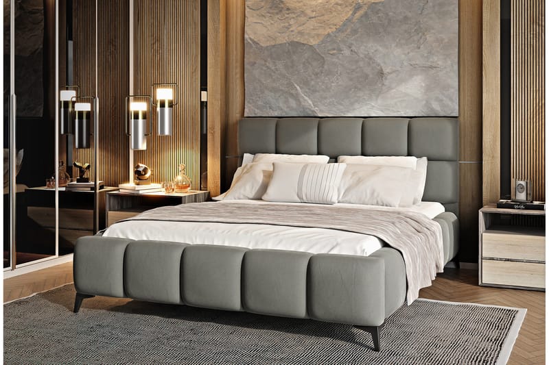 Kamble Sängram med Förvaring 140x200 cm - Grå - Möbler - Sovrum - Sängram & sängstomme