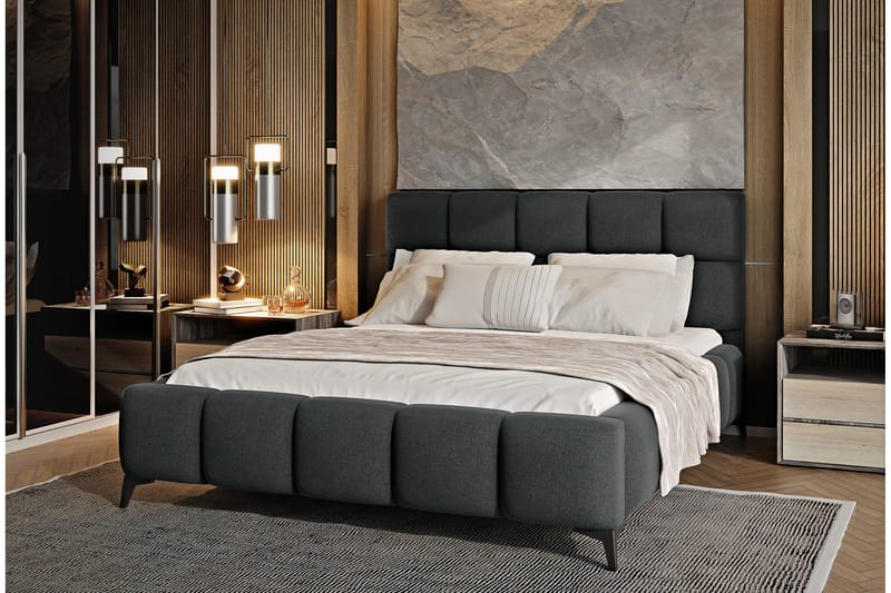 Kamble Sängram med Förvaring 140x200 cm - Grå - Möbler - Sovrum - Sängram & sängstomme