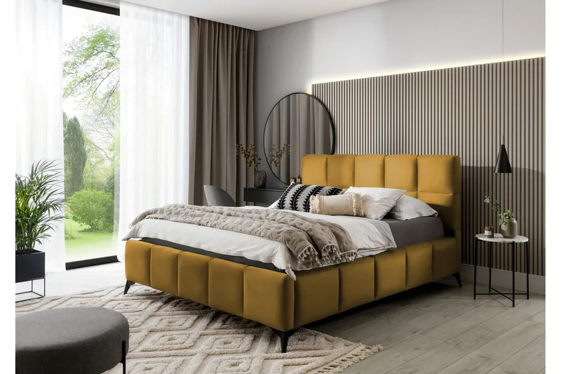 Kamble Sängram med Förvaring 140x200 cm - Gul - Möbler - Sovrum - Sängram & sängstomme