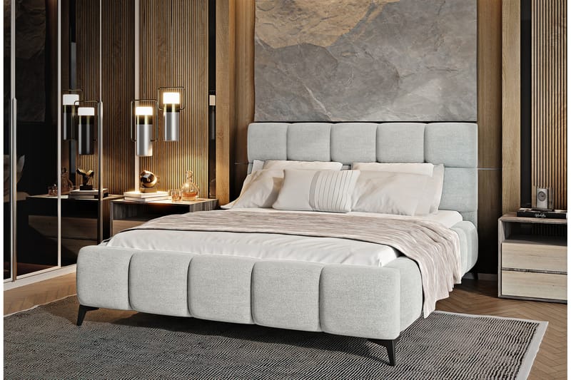 Kamble Sängram med Förvaring 140x200 cm - Ljusgrå - Möbler - Sovrum - Sängram & sängstomme