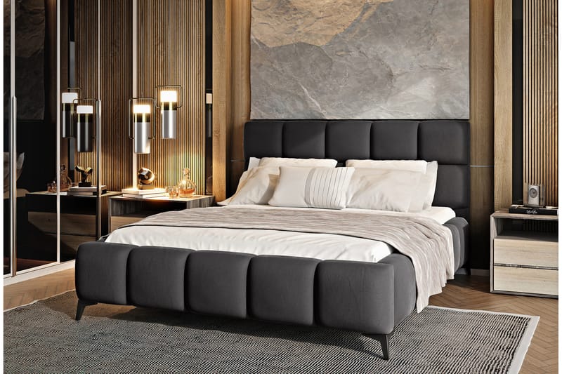 Kamble Sängram med Förvaring 140x200 cm - Mörkgrå - Möbler - Sovrum - Sängram & sängstomme