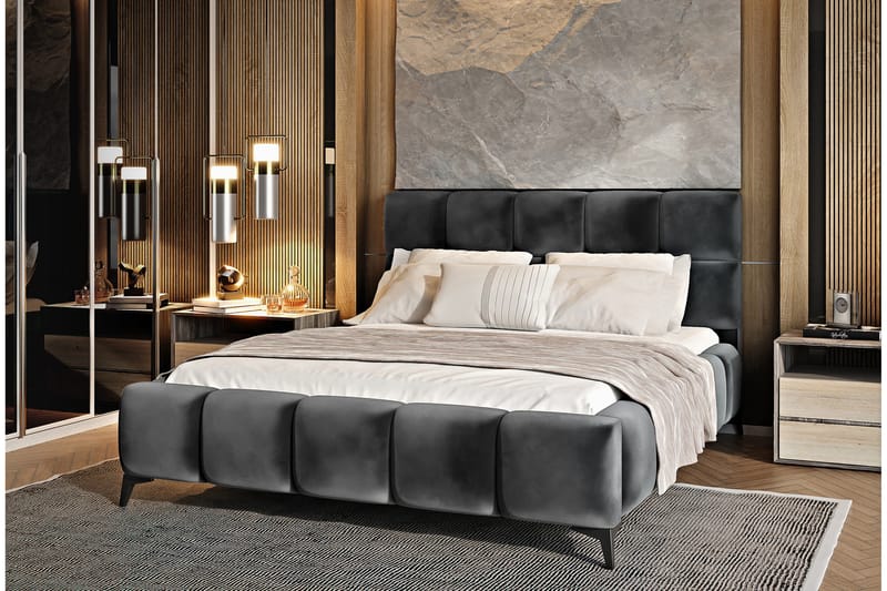 Kamble Sängram med Förvaring 140x200 cm - Mörkgrå - Möbler - Sovrum - Sängram & sängstomme