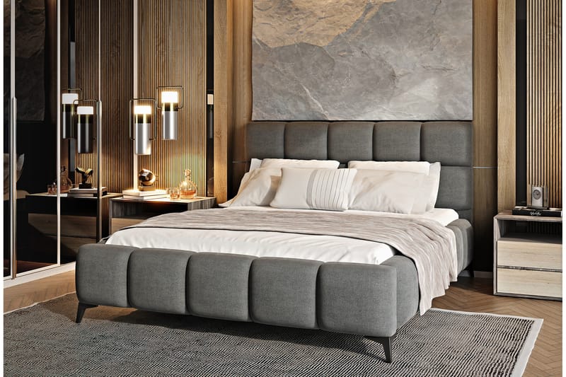 Kamble Sängram med Förvaring 160x200 cm - Grå - Möbler - Sovrum - Sängram & sängstomme