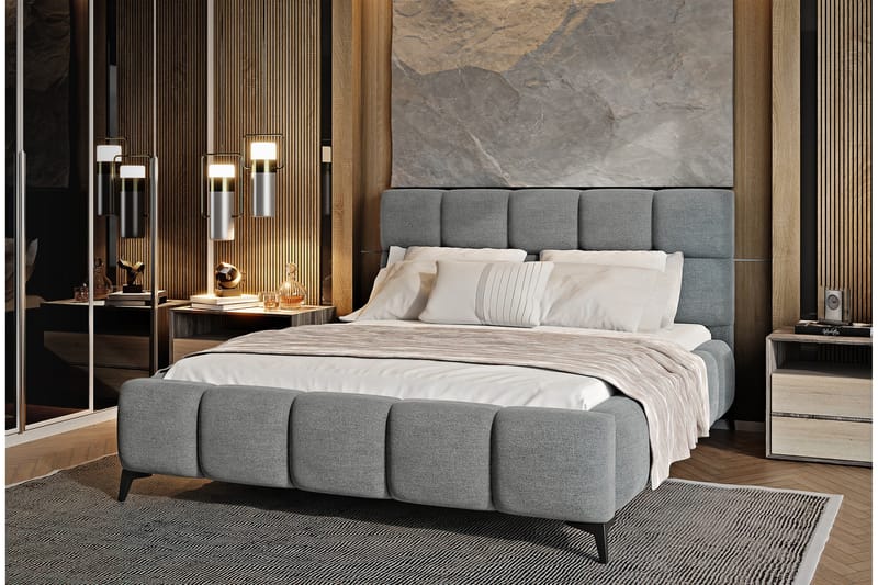 Kamble Sängram med Förvaring 160x200 cm - Grå - Möbler - Sovrum - Sängram & sängstomme