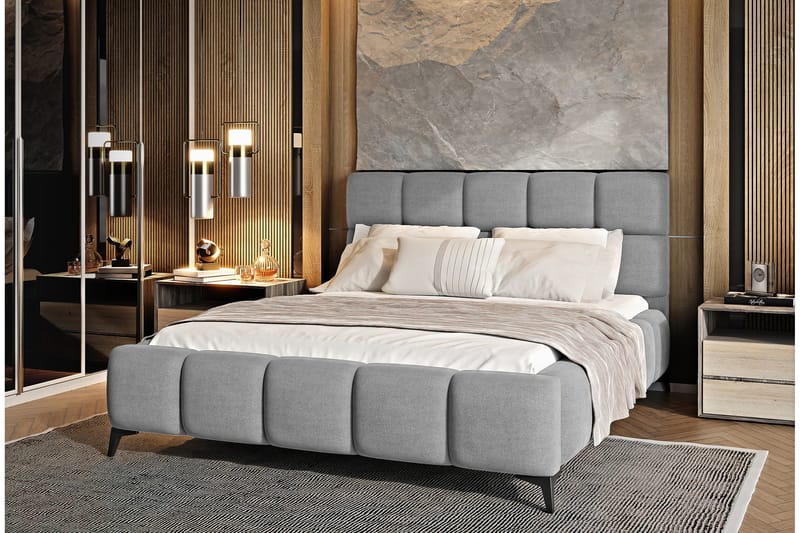 Kamble Sängram med Förvaring 160x200 cm - Grå - Möbler - Sovrum - Sängram & sängstomme