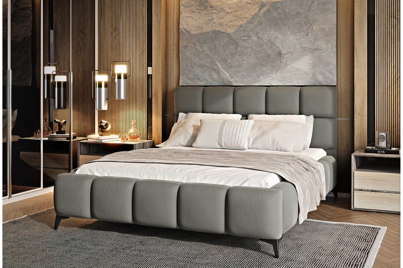 Kamble Sängram med Förvaring 160x200 cm - Grå - Möbler - Sovrum - Sängram & sängstomme