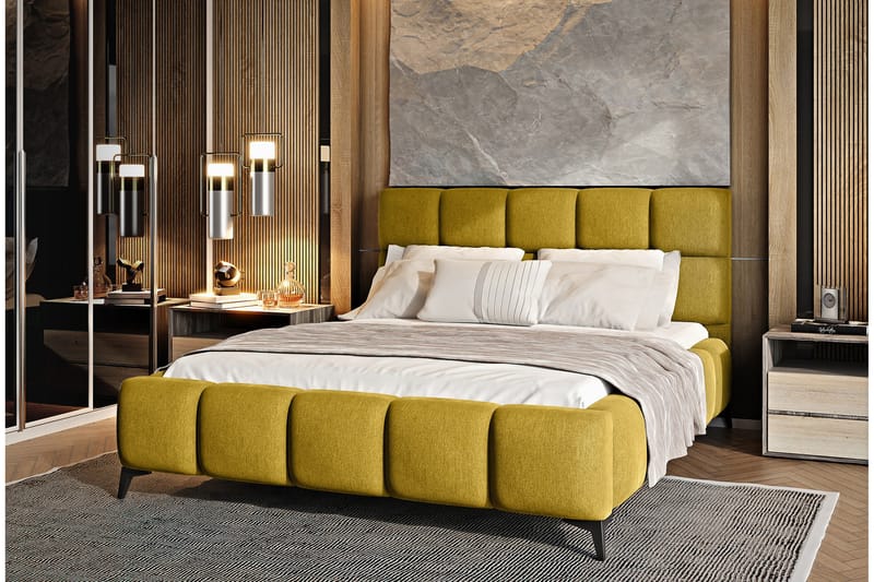 Kamble Sängram med Förvaring 160x200 cm - Gul - Möbler - Sovrum - Sängram & sängstomme