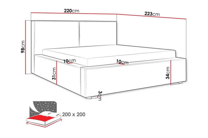 Knocklong Sängram 200x200 cm - Möbler - Sovrum - Sängram & sängstomme
