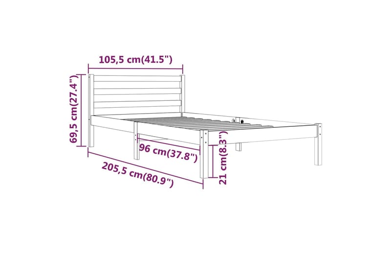 KOKORO Sängram 100x200 cm Vit - Vit - Möbler - Sovrum - Sängram & sängstomme
