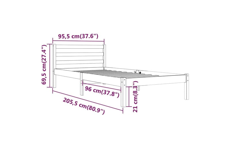 KOKORO Sängram 90x200 cm Vit - Vit - Möbler - Sovrum - Sängram & sängstomme
