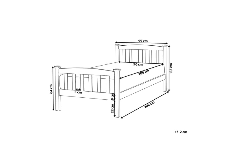 KREUN Säng Trä 90x200 cm Vit - Sängram & sängstomme