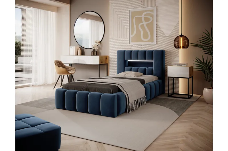 Lamica 3-sits Sängram med F örvaring 90x200 cm, Blå