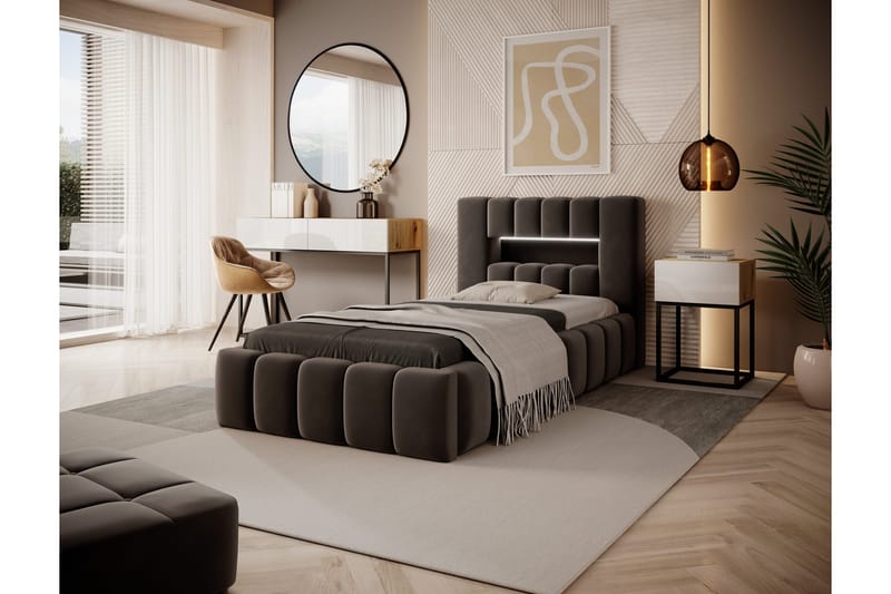 Lamica 3-sits Sängram med Förvaring 90x200 cm - Brun - Möbler - Sovrum - Sängram & sängstomme
