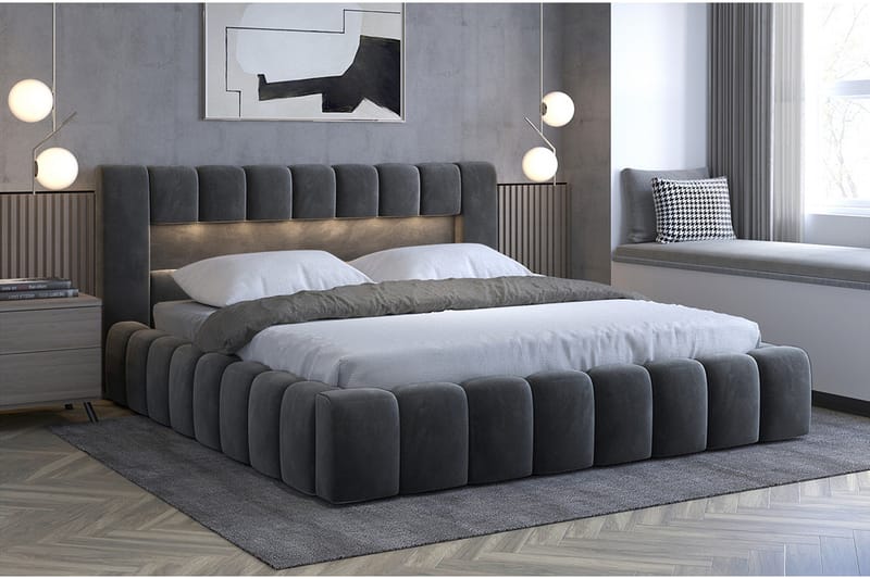 Lamica Sängram med Förvaring 140x200 cm - Grå - Möbler - Sovrum - Sängram & sängstomme