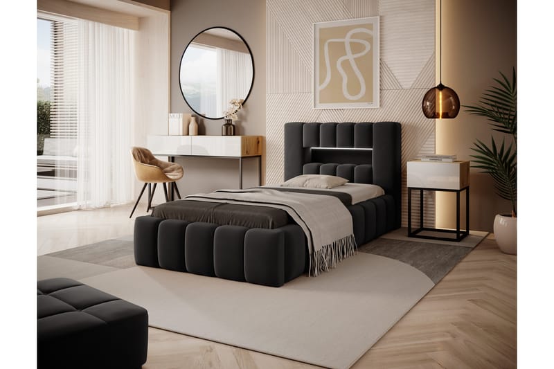LAMICO Sängram med Förvaring 90x200 cm Svart - Möbler - Sovrum - Sängram & sängstomme