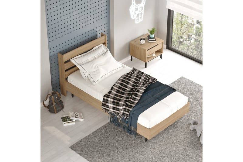 Liyakat Sängram 90x200 cm - Valnöt - Möbler - Sovrum - Sängram & sängstomme